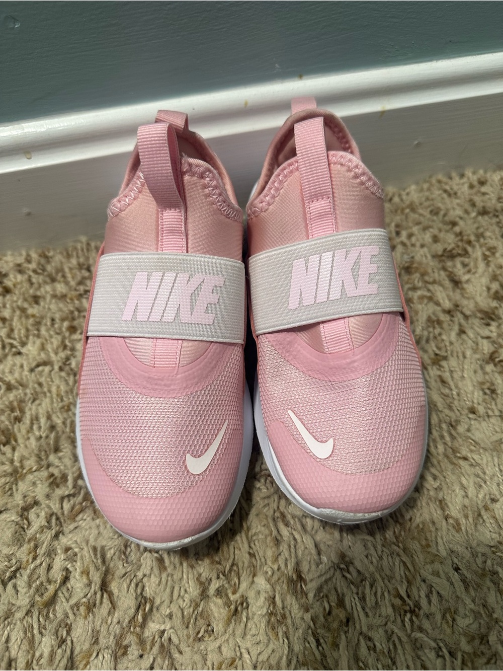 Nike Kids Pink Slip-On Sneakers with White Swoosh